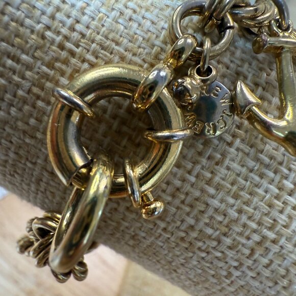 J Crew Gold-Tone Nautical Anchor Charm Bracelet With Twisted Rope Chain & Clasp - Picture 5 of 10